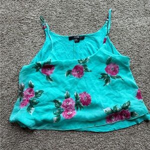 Floral Teal and Pink Women's Crop Top
